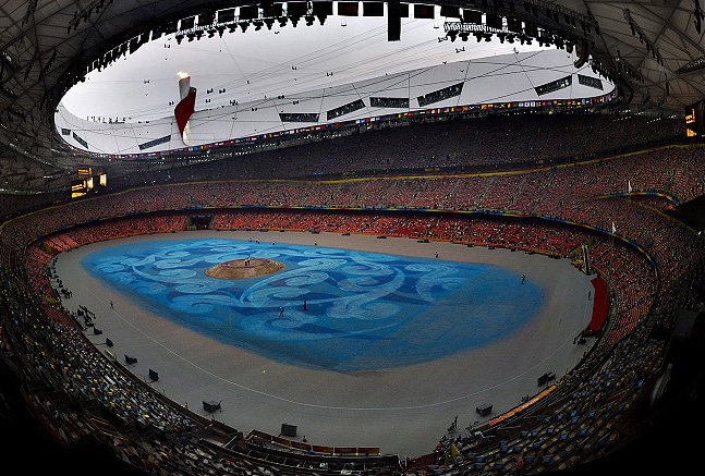 Beijing olympic stadium bird's nest national stadium dome inside panorama panoramic hi-res