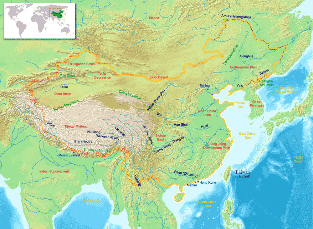 Goegraphical map of china