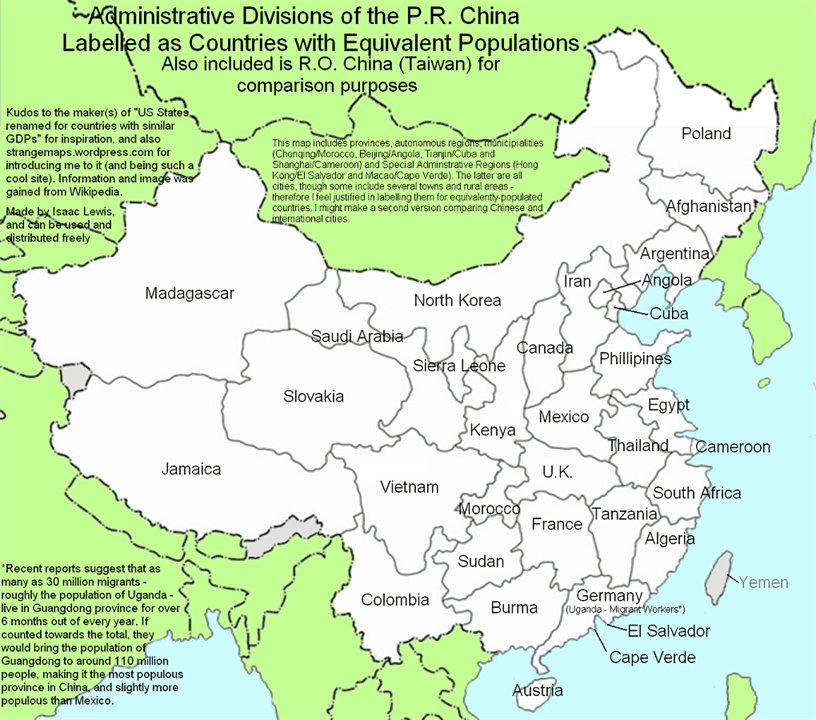 Map of China's population by