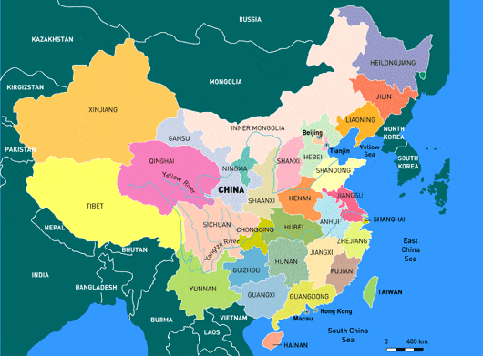 china map physical. Political map of China