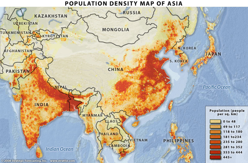 map population asia china india CHINA POPULATION DENSITY MAPS