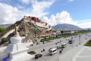 Potala_palace in lhasa tibet traffic outside potala palace street view