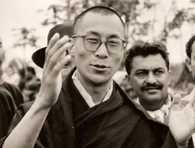 Black & white photo of The 14th Dalai Lama in 1959