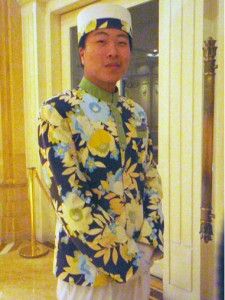 macau china floral hotel doorman funny chinese bellhop uniform