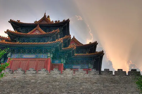 Scenic view of The Forbidden City building and walls