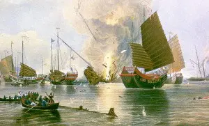 A graphic showing what the first Opium War may have looked like 