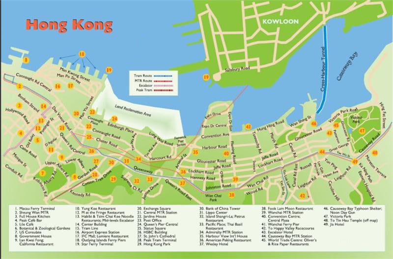 tourist attractions in hong kong map