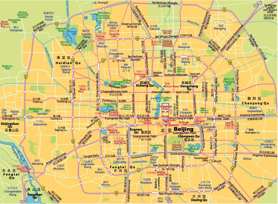 Beijing, China greater metro area map