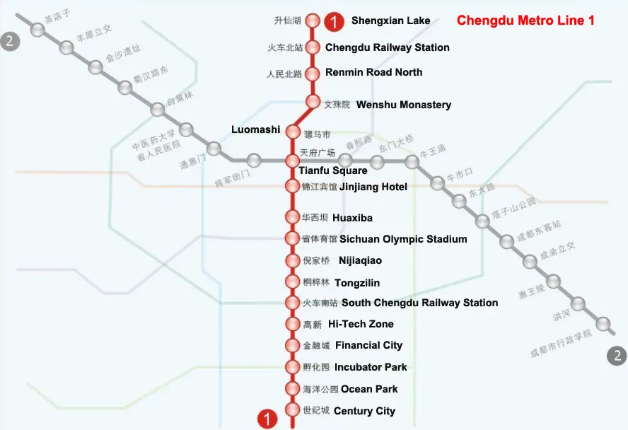 Chengdu metro (subway) map 2010-2011