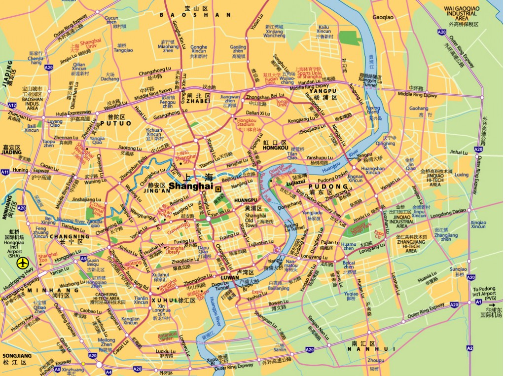 Shanghai greater metro area city street map 2012-2013