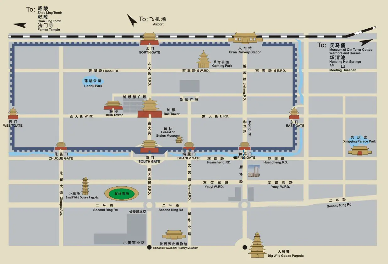 Map of Xian's old city in Chinese