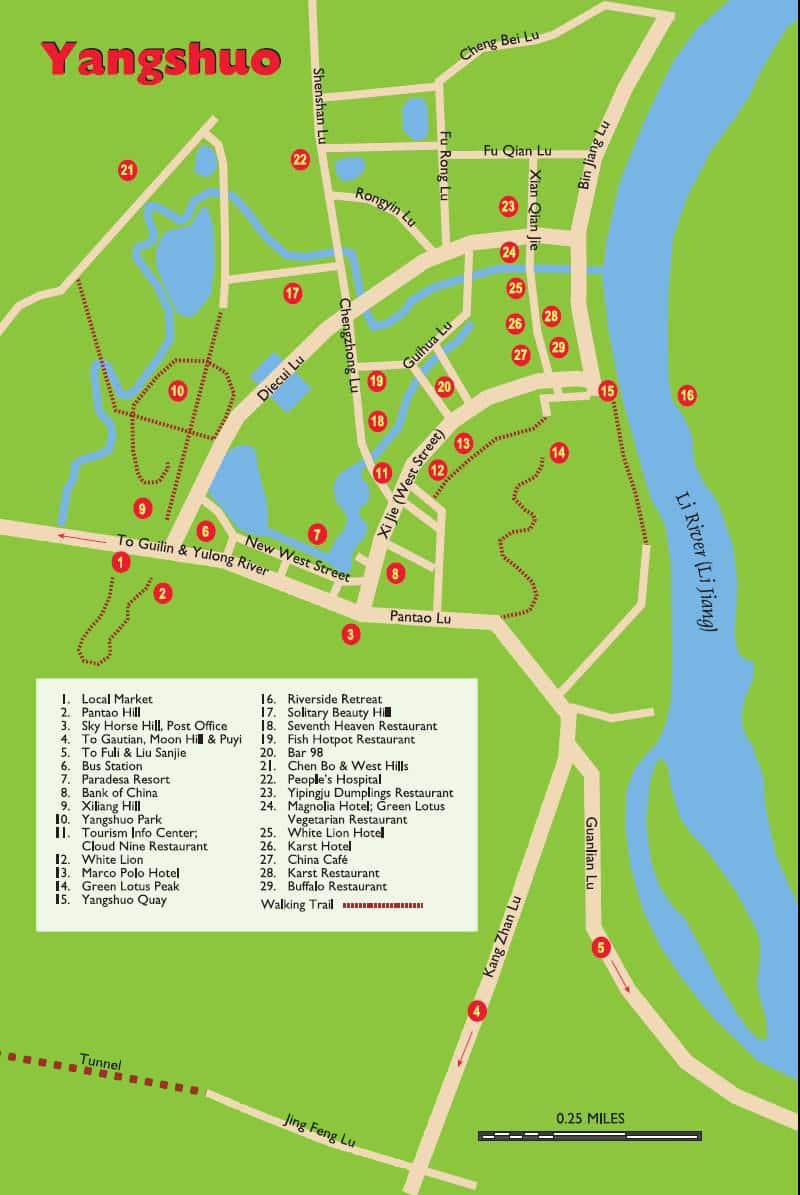 yangshuo town tourist street map english hi-res detailed downloadable