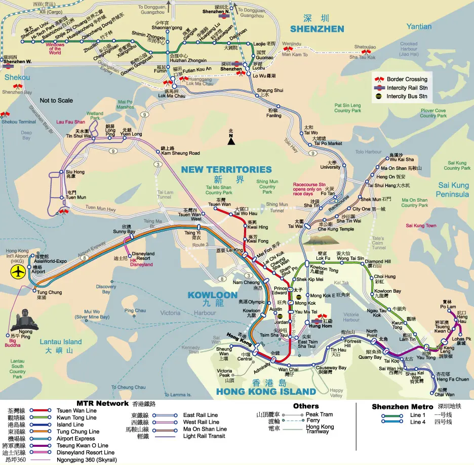 Hong Kong Tourist Transportation map