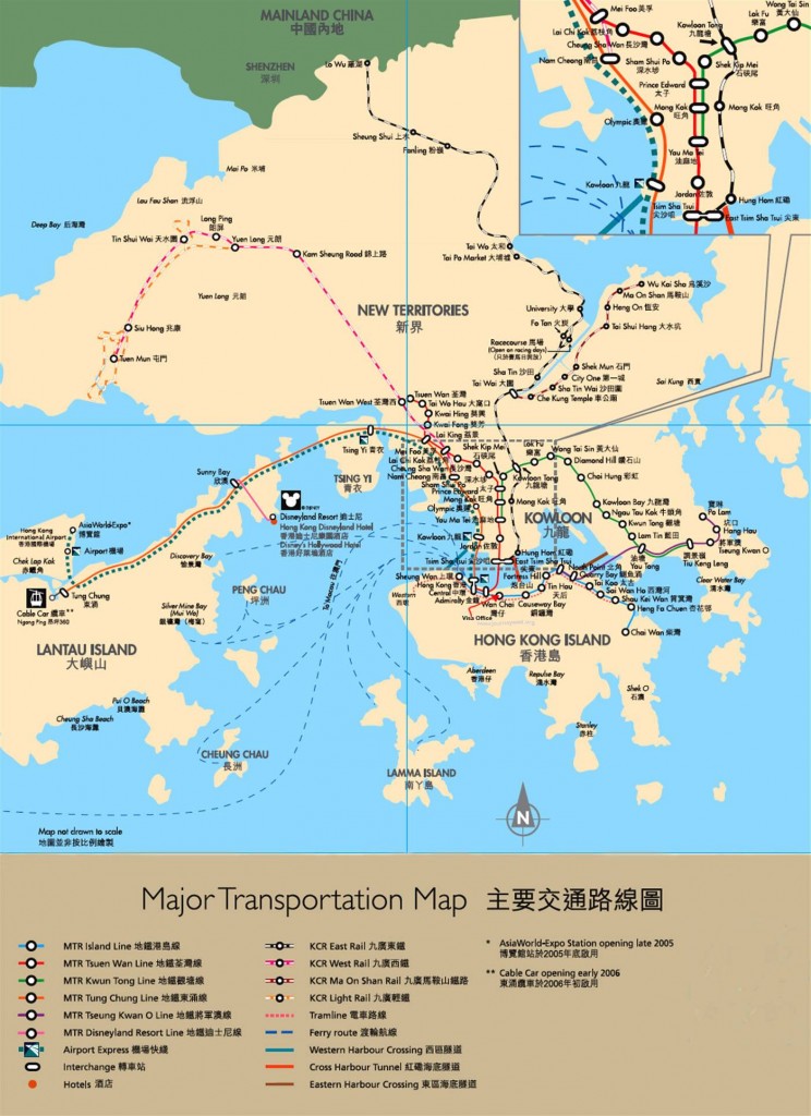 Hong Kong Major Transportation Map