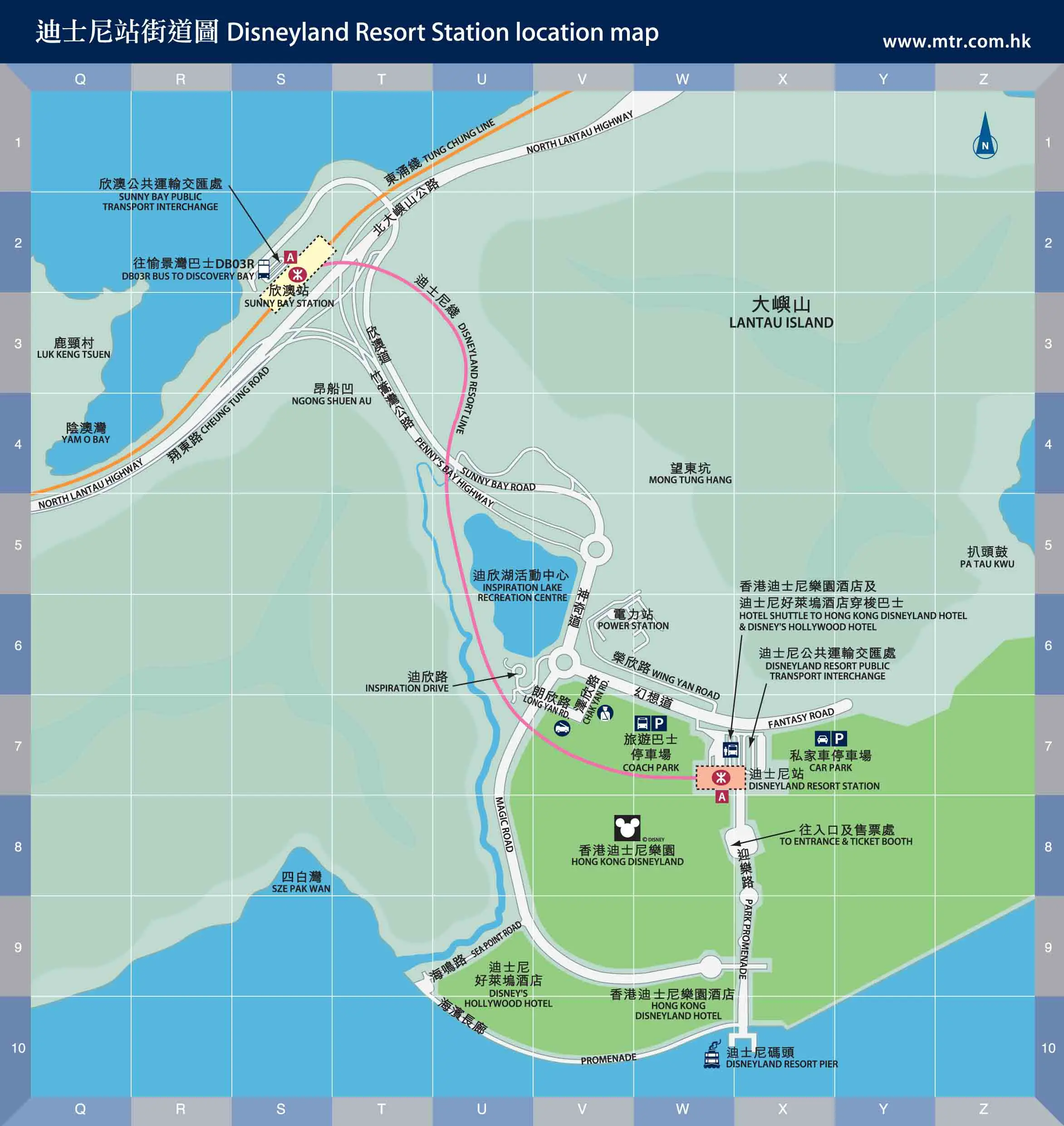 Lantau Island: Disneyland MTR station area map 2012-2013
