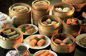 Chinese dim sum in bowls/plates