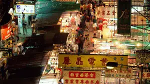 Aerial view of Hong Kong's Temple Street Night Market