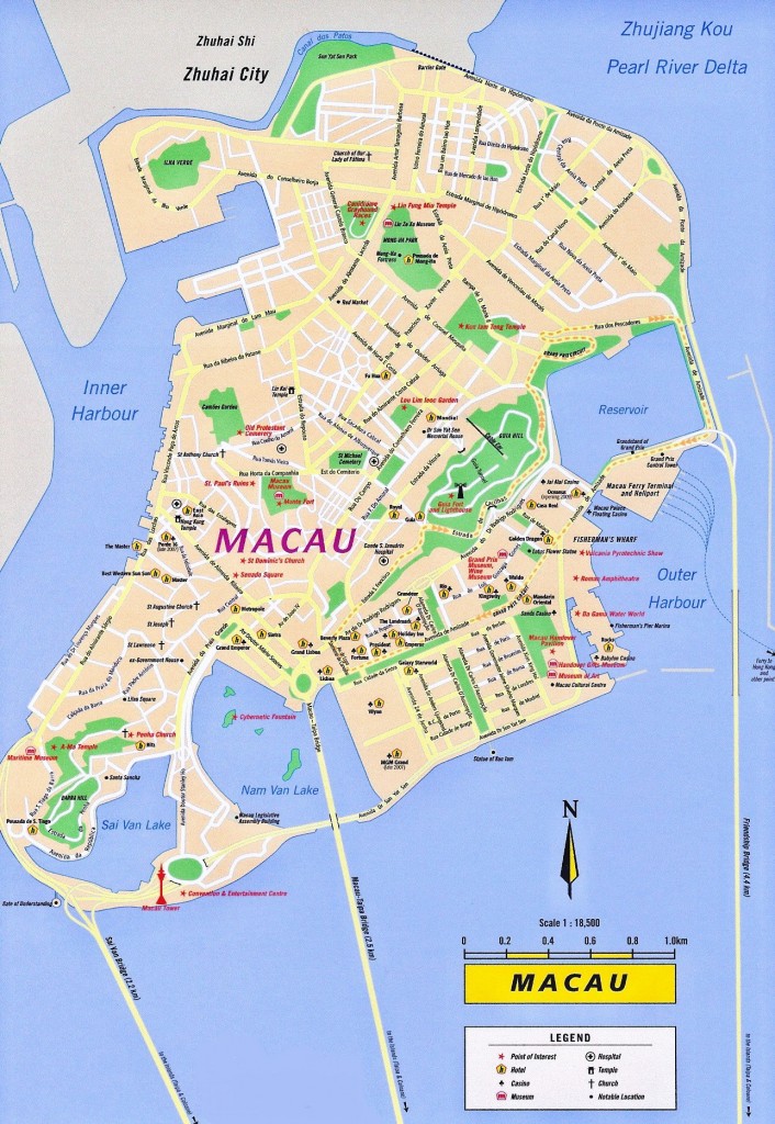 Macau detailed street map