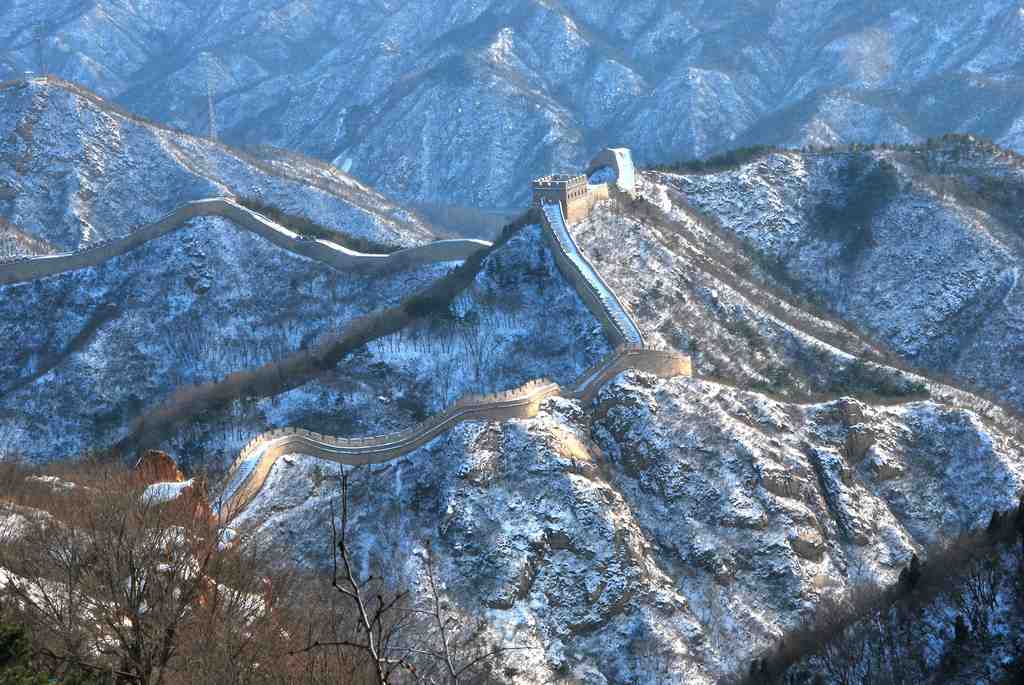 The Great Wall of China under a blanket of snow