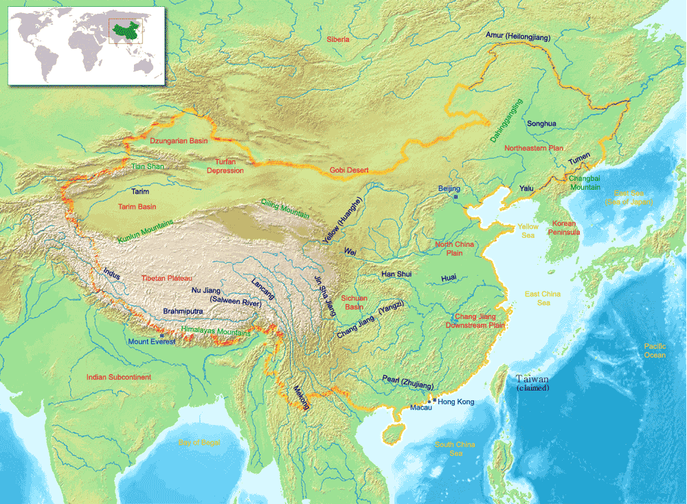 Free Physical Maps Of China Downloadable Free World Maps