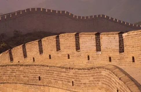 A close up of the Great Wall's architecture