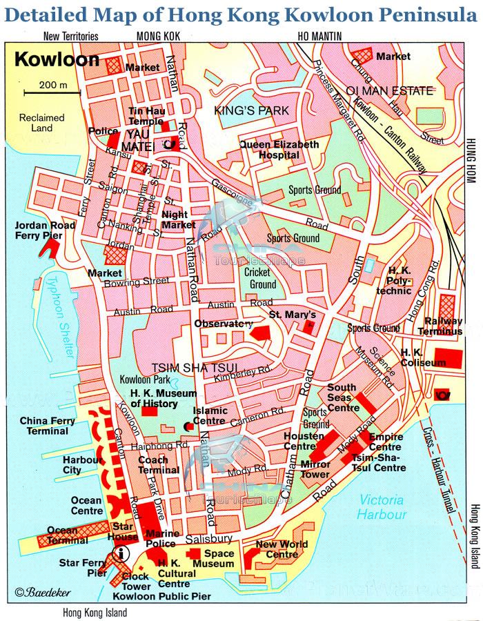 Kowloon Tourist map of Hong Kong