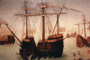 Painting of sailing ships