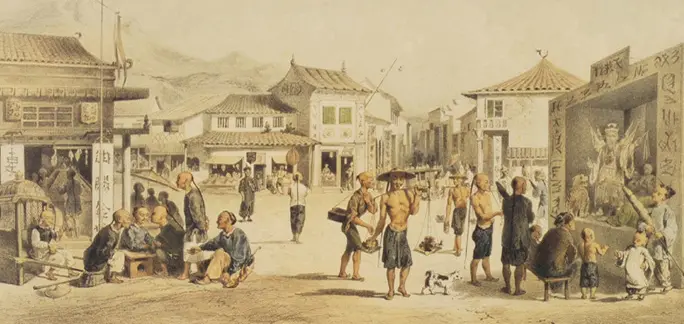 A painting of the Queen’s Town settlement