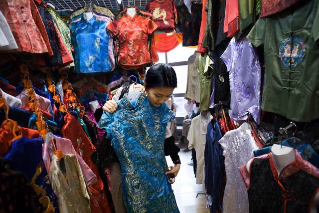 Chinese woman shopping in Beijing's Silk Market