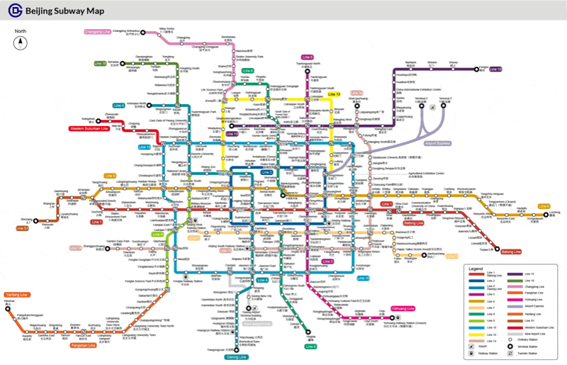 Map of Beijing subways