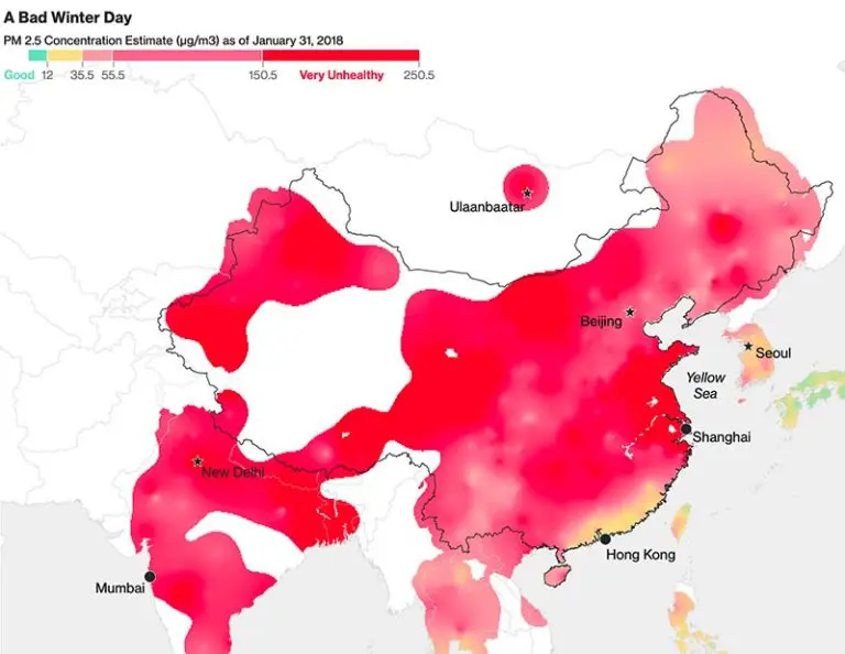 China pollution map, 2018