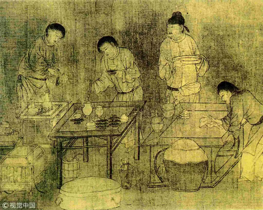 Ancient China fresco depicting a dessert food