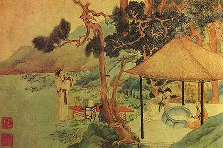Ancient Chinese tea mural