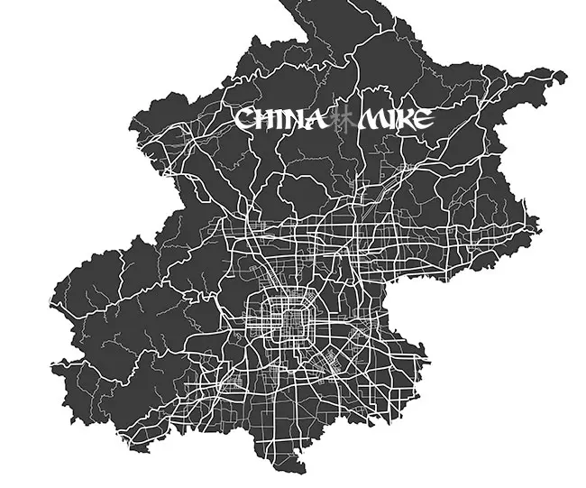 Beijing map showing the feng shui grid system