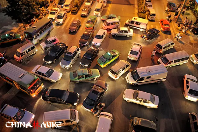 Car traffic jam in China